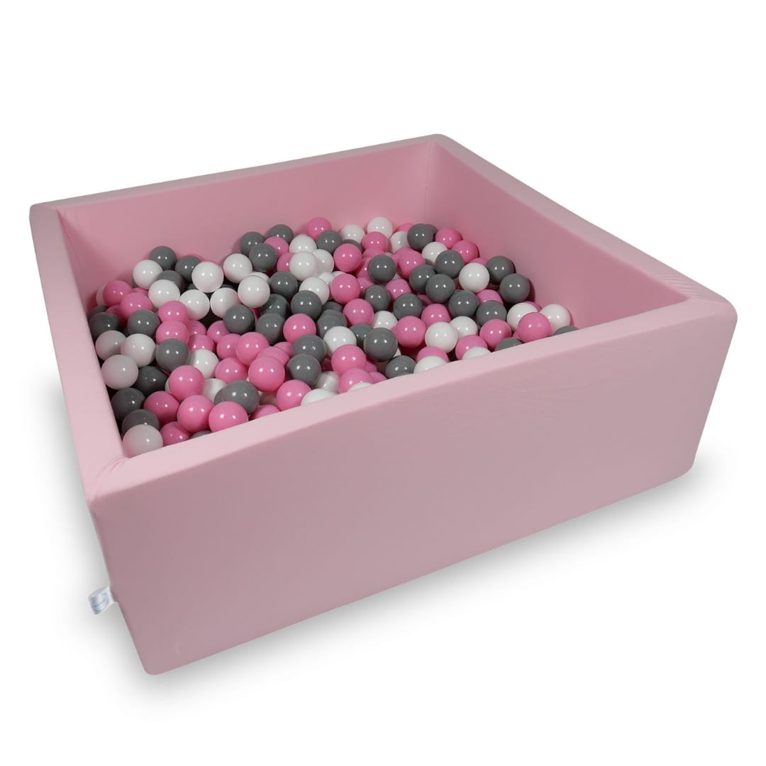 Piscine à Balles 110x110x40cm rose avec boules 600pcs (blanc, gris, rose poudré)