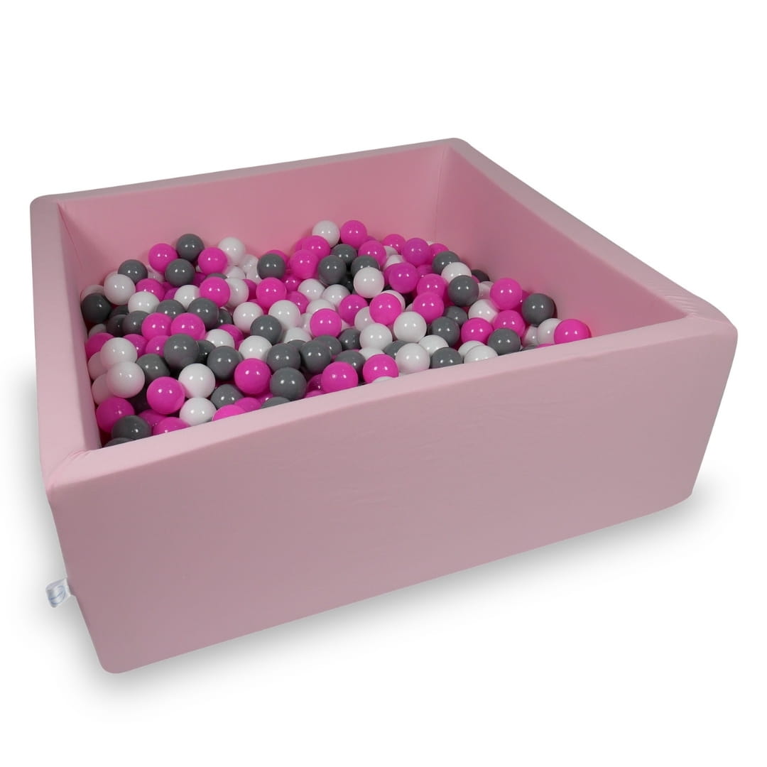 Piscine à Balles 110x110x40cm rose avec boules 600pcs (blanc, gris, rose)