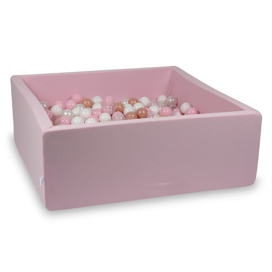 Piscine à Balles rose 110x110x40 avec balles 600pcs + Soft Balls : blanc, gris, menthe clair