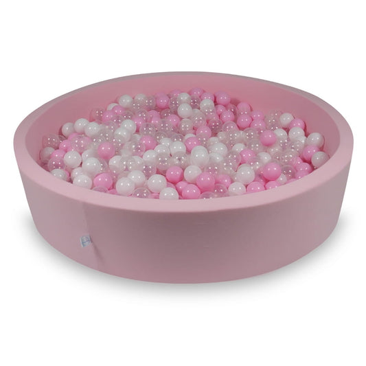 Piscine à Balles 130x30cm rose avec boules 600pcs (rose bébé, blanc, transparent, rose poudré)