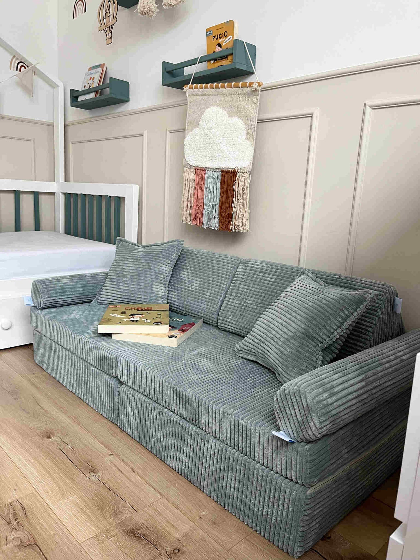 Mini Canapé Confort Velours Côtelé Menthe Claire