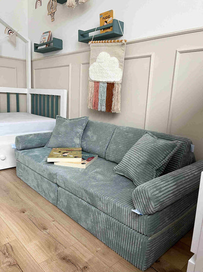 Mini Canapé Confort Velours Côtelé Menthe Claire