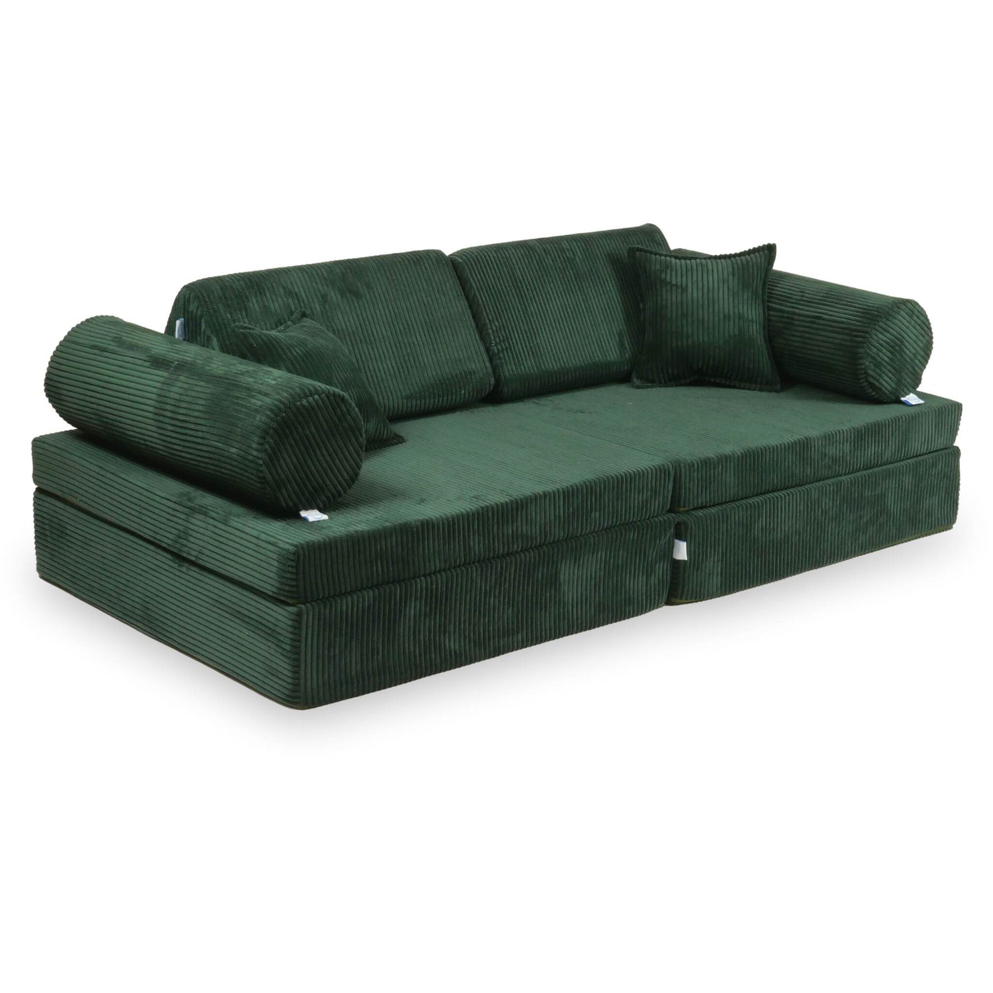 Housse de canapé de jeu Montessori confort velours côtelé vert