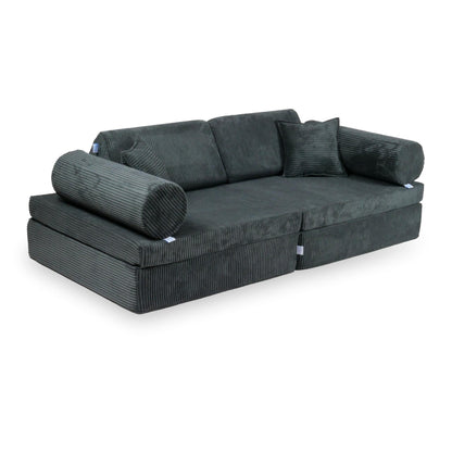 Housse de canapé de jeu Montessori confort velours côtelé graphite