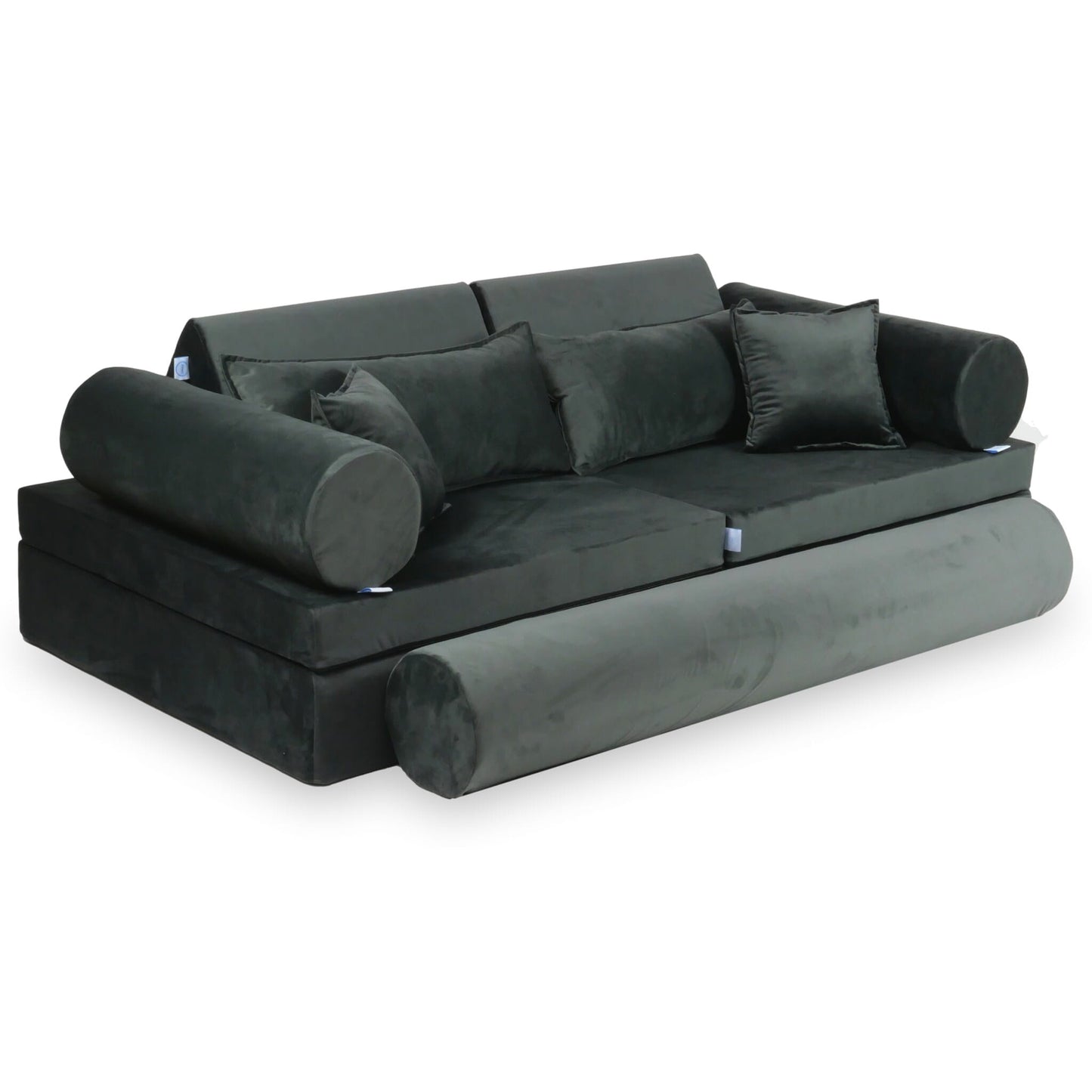 Housse de canapé de jeu Montessori velours de luxe graphite