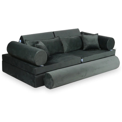 Housse de canapé de jeu Montessori velours de luxe graphite