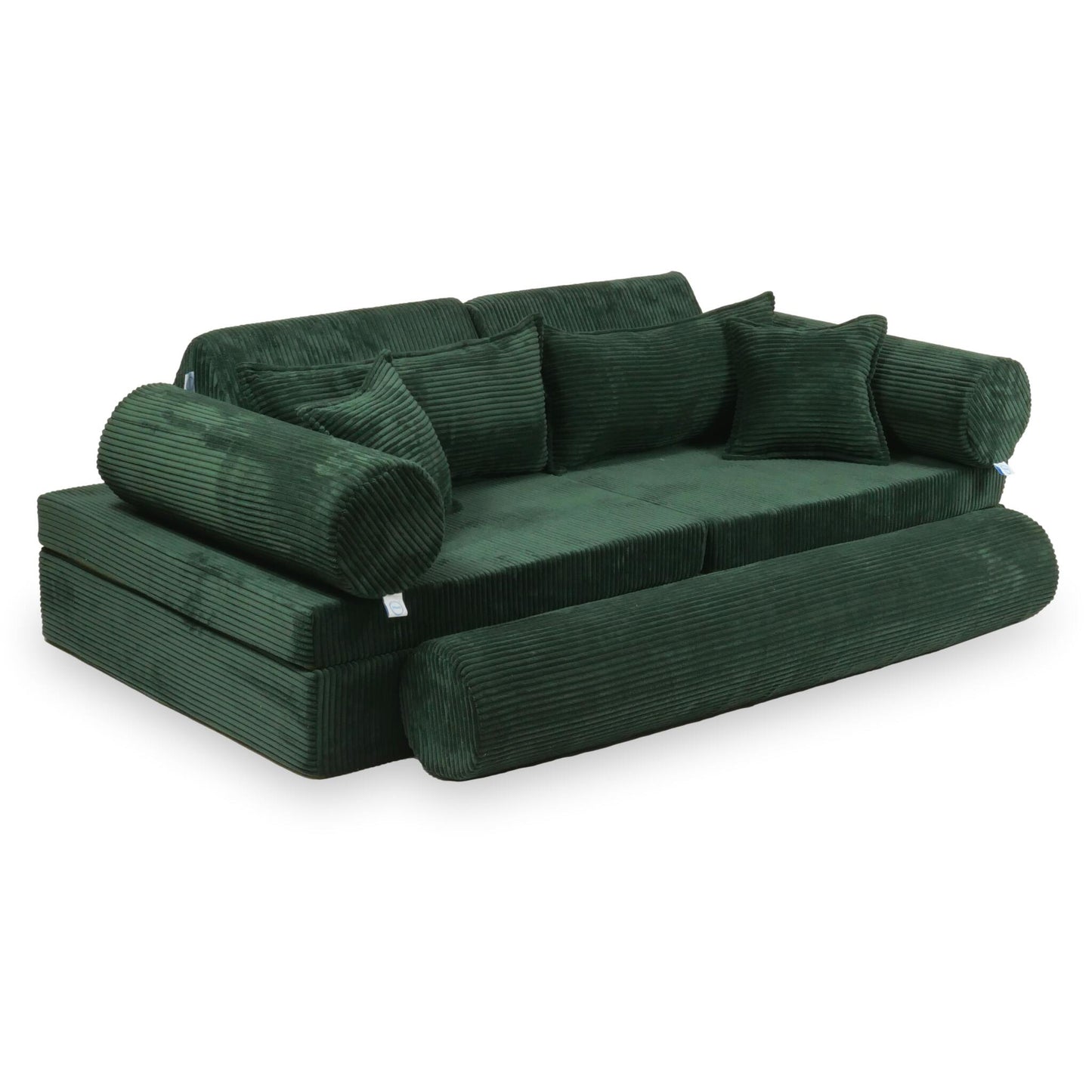 Housse de canapé de jeu Montessori en velours côtelé de luxe vert
