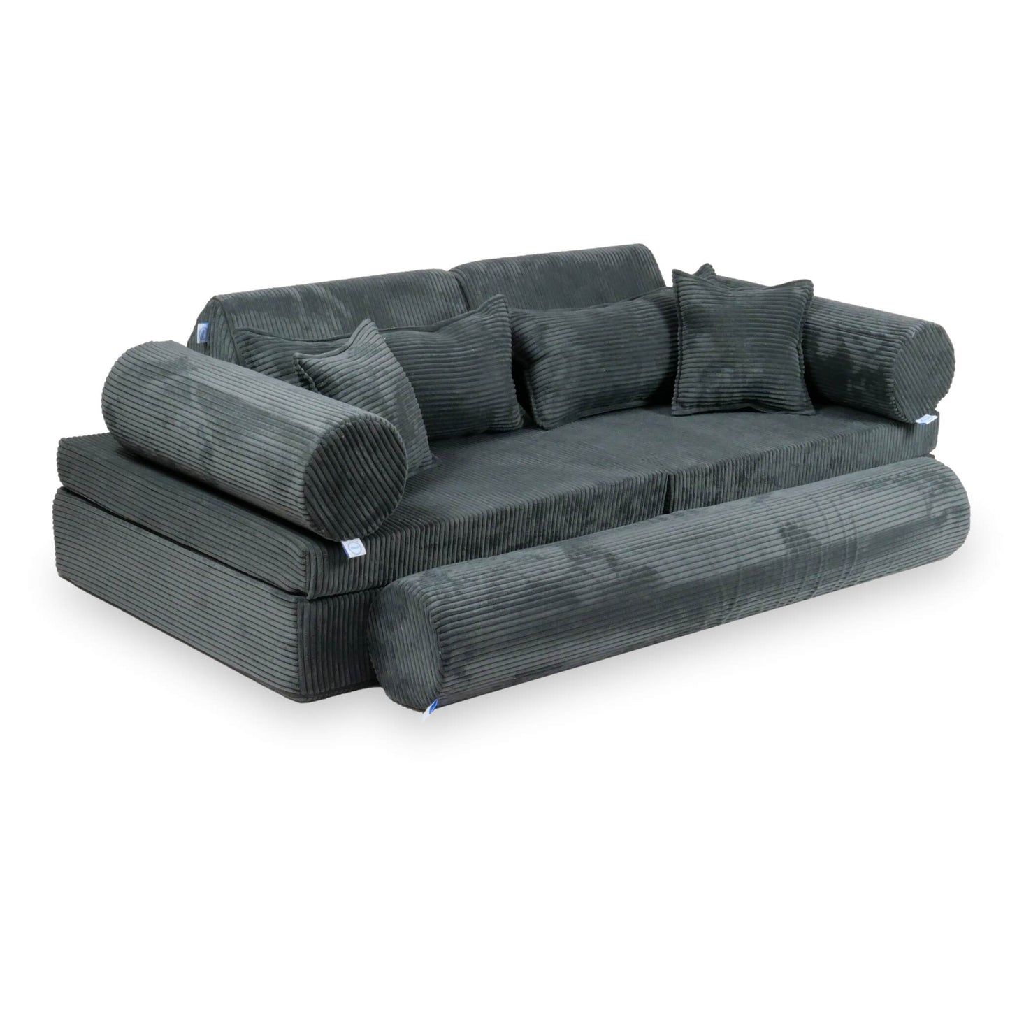 Housse de canapé de jeu Montessori velours côtelé de luxe graphite