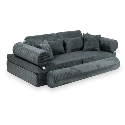 Housse de canapé de jeu Montessori velours côtelé de luxe graphite