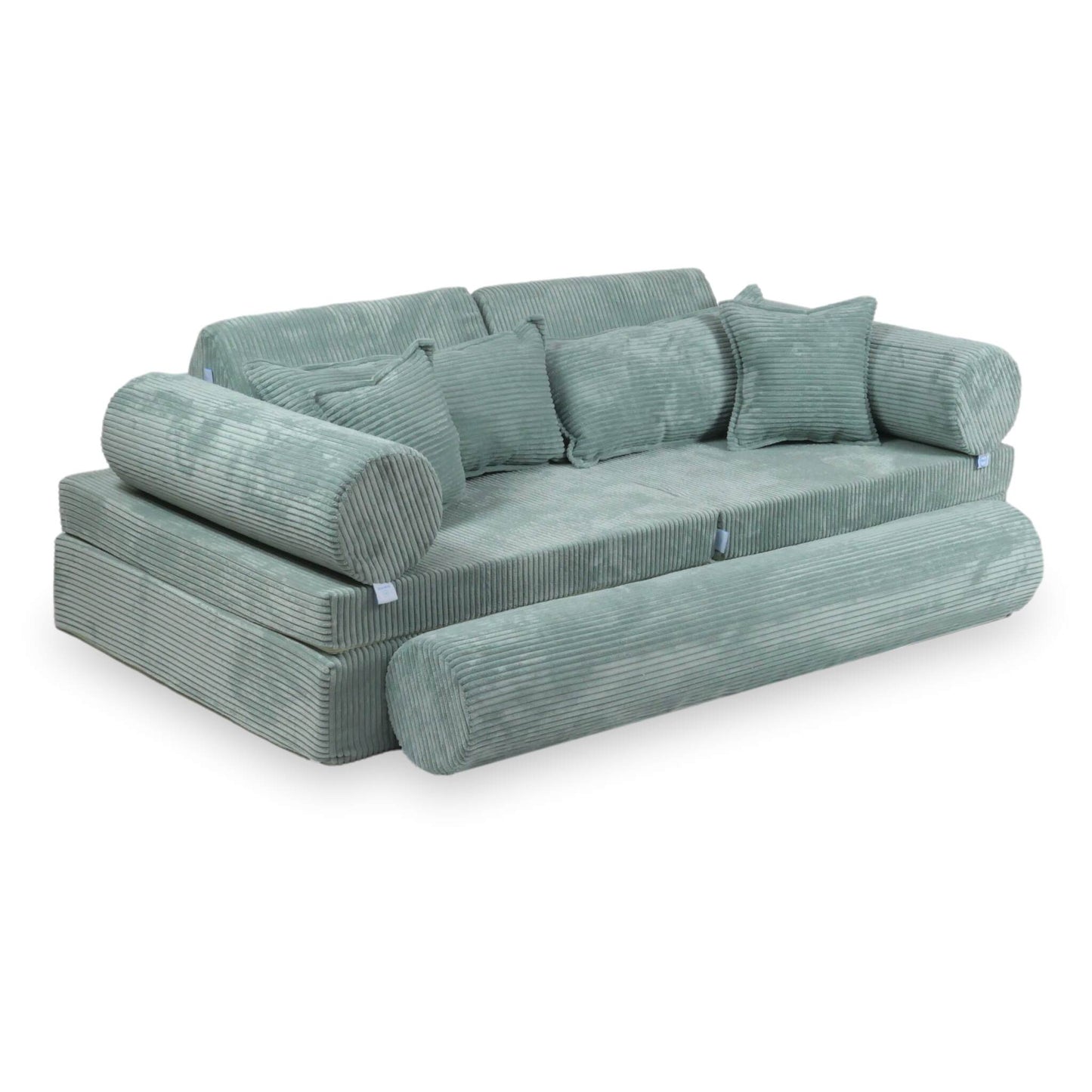Housse de canapé de jeu Montessori en velours côtelé de luxe, menthe clair