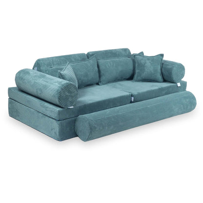 Housse de canapé de jeu Montessori en velours côtelé de luxe bleu