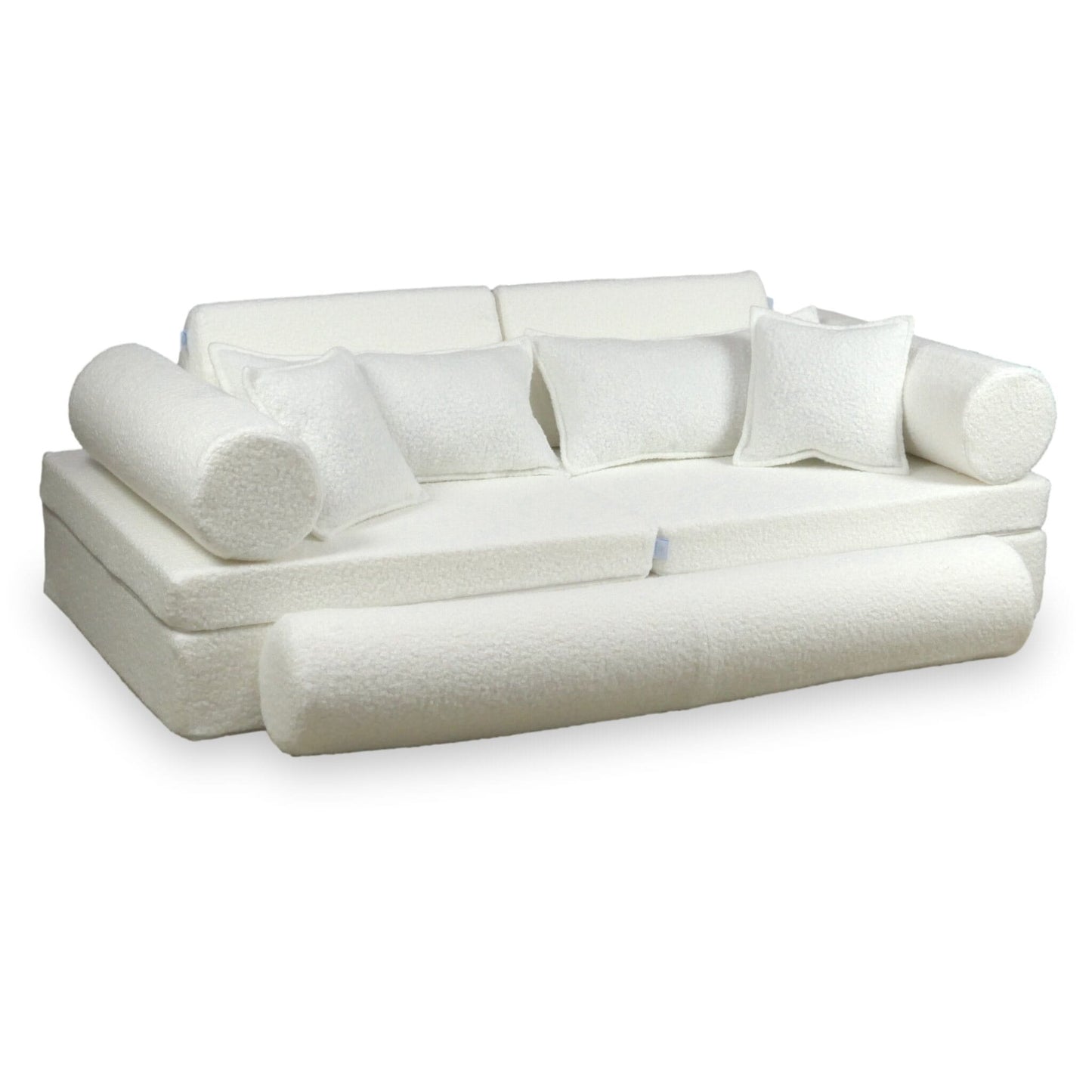 Housse de canapé de jeu Montessori, boucle de luxe, blanc