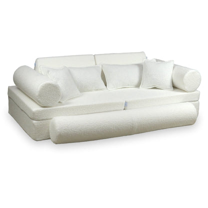 Housse de canapé de jeu Montessori, boucle de luxe, blanc