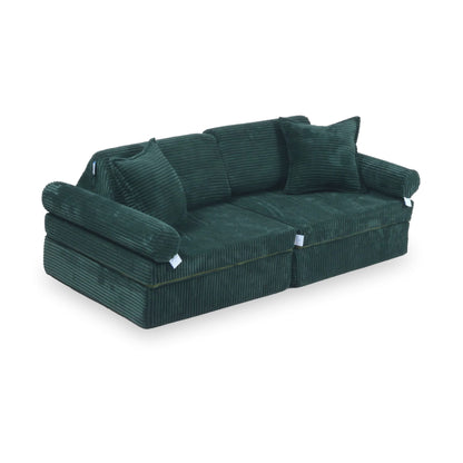 Housse de canapé Montessori Mini Play confort velours côtelé vert