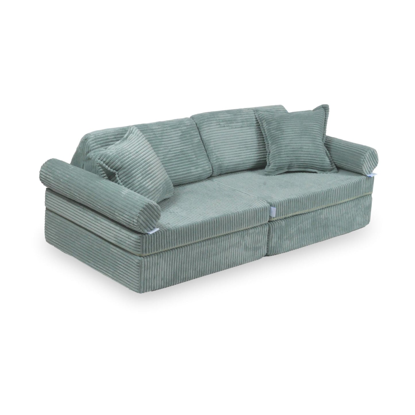 Housse de canapé Montessori Mini Play confort velours côtelé menthe clair