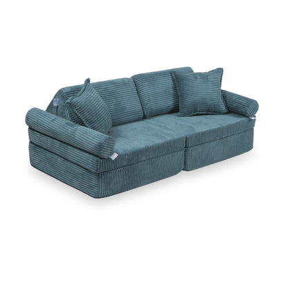 Housse de canapé Montessori Mini Play confort velours côtelé bleu