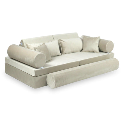 Housse de canapé de jeu Montessori velours de luxe écru