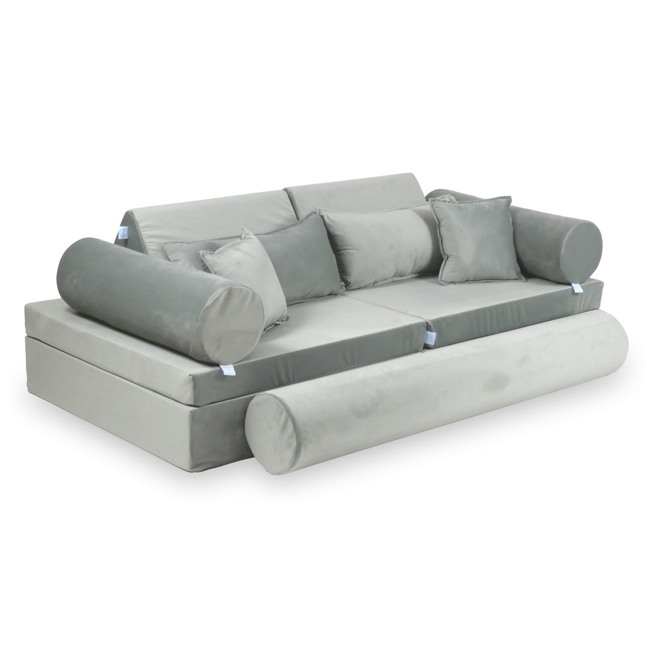Housse de canapé de jeu Montessori velours de luxe gris