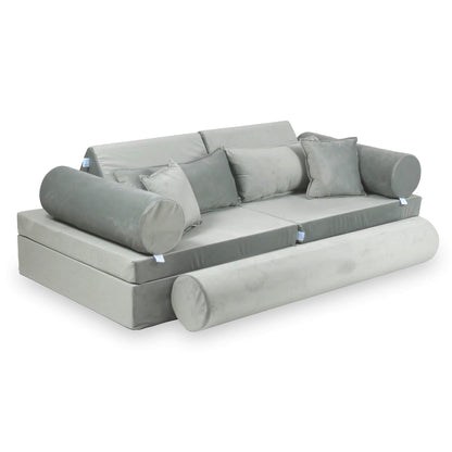 Housse de canapé de jeu Montessori velours de luxe gris