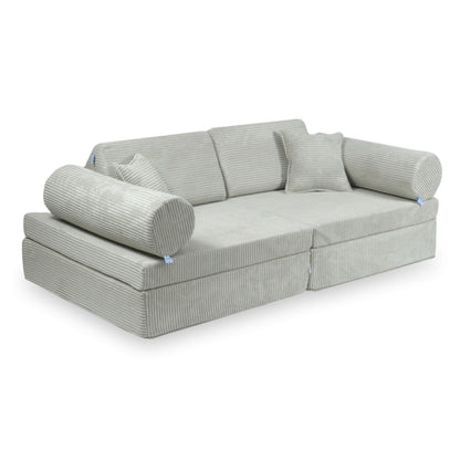 Housse de canapé de jeu Montessori confort velours côtelé gris