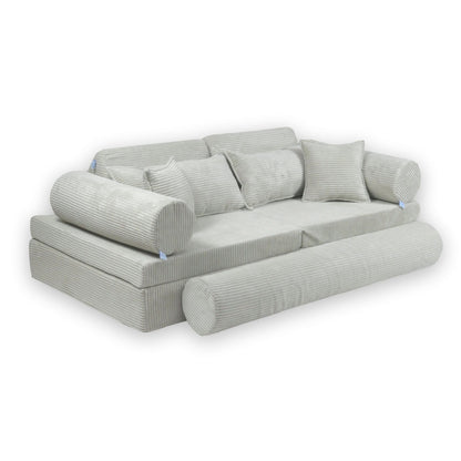 Housse de canapé de jeu Montessori en velours côtelé de luxe gris