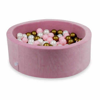 Piscine à Balles 90x30cm Velvet Soft Rose avec boules 200pcs (perle, vieil or, rose bébé)