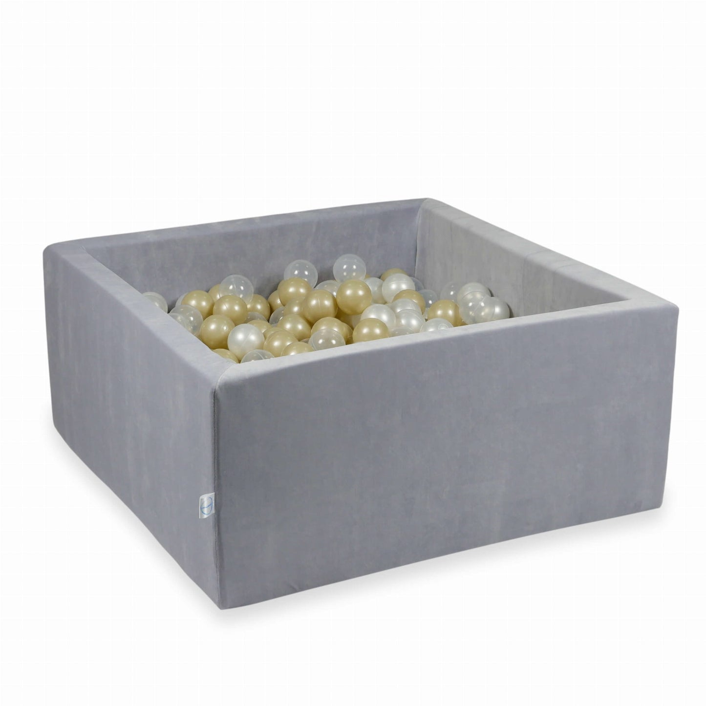 Piscine à Balles 90x90x40cm Velours Doux Gris Clair avec boules 400pcs (transparent, or clair, perle)