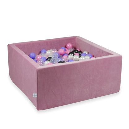 Piscine à Balles 90x90x40cm Velvet Soft Rose avec boules 400pcs (graphite métallisé, chiné, rose poudré, perle, transparent)