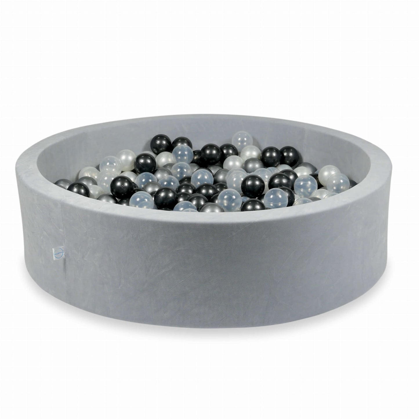 Piscine à Balles 110x30cm Velvet Soft Light Grey avec balles 400pcs (perle, transparent, graphite métallique, argent)