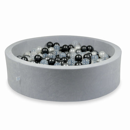 Piscine à Balles 110x30cm Velvet Soft Light Grey avec balles 400pcs (perle, transparent, graphite métallique, argent)