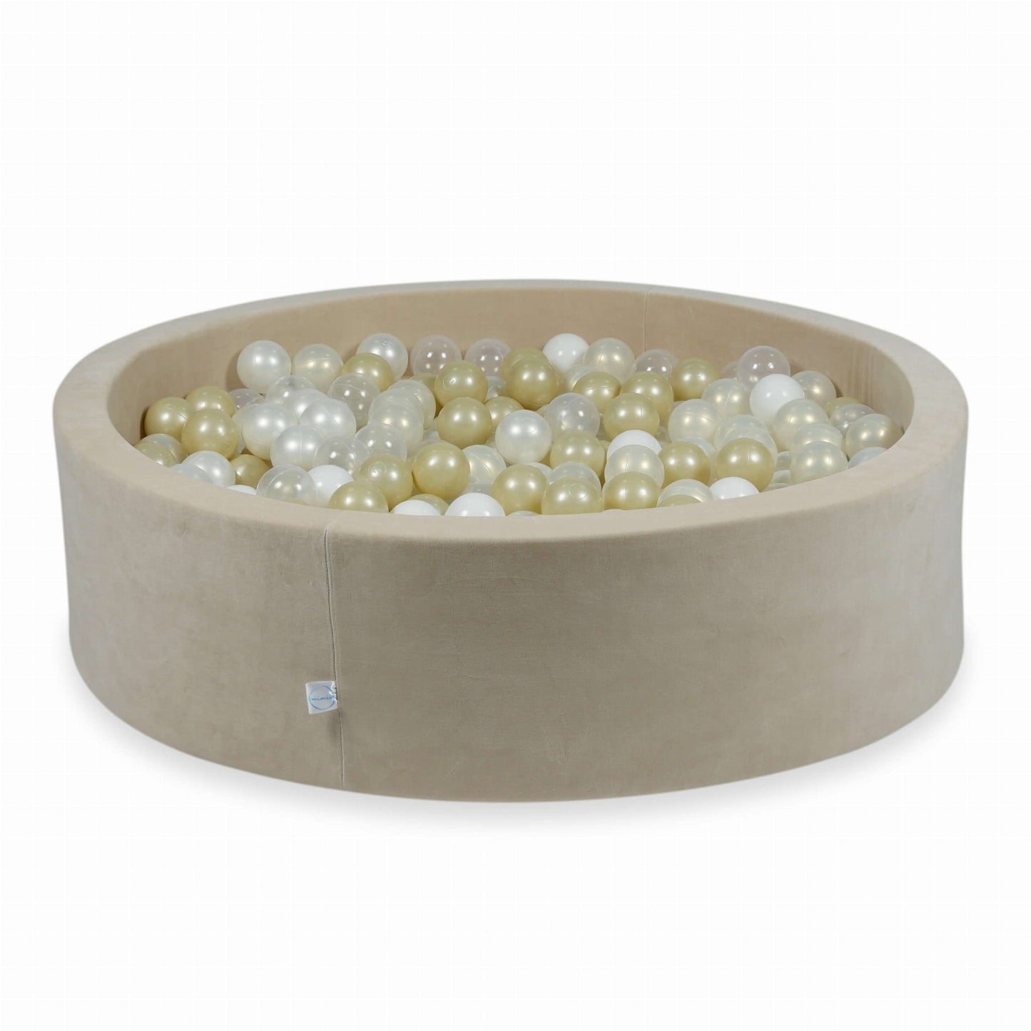 Piscine à Balles 110x30cm Velvet Soft Beige avec boules 400pcs (transparent, blanc, perle, or clair, effet sirène)
