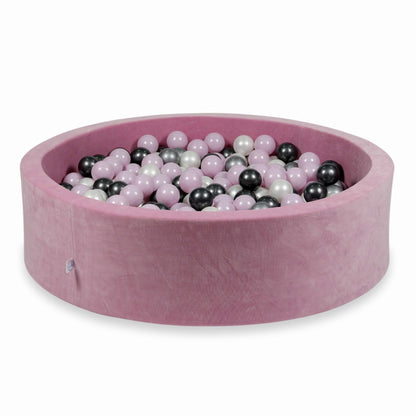 Piscine à Balles 110x30cm Velvet Soft Rose avec boules 400pcs (perle rose layette, argent, graphite métallisé, perle)