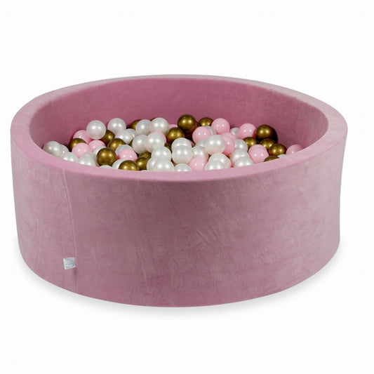 Piscine à Balles 110x40cm Velvet Soft Rose avec boules 500pcs (perle, vieil or, rose bébé)