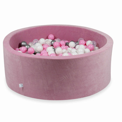 Piscine à Balles 110x40cm Velvet Soft Rose avec boules 500pcs (rose poudré, argent, blanc, transparent)