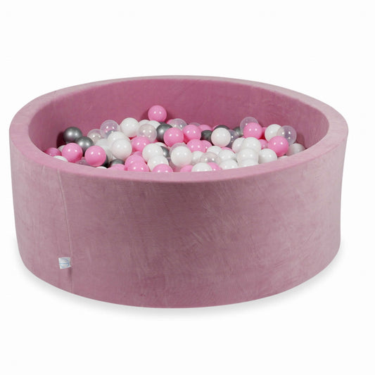 Piscine à Balles 110x40cm Velvet Soft Rose avec boules 500pcs (rose poudré, argent, blanc, transparent)