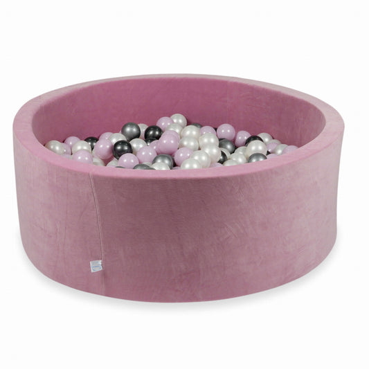 Piscine à Balles 110x40cm Velvet Soft Rose avec boules 500pcs (perle rose layette, argent, graphite métallisé, perle)