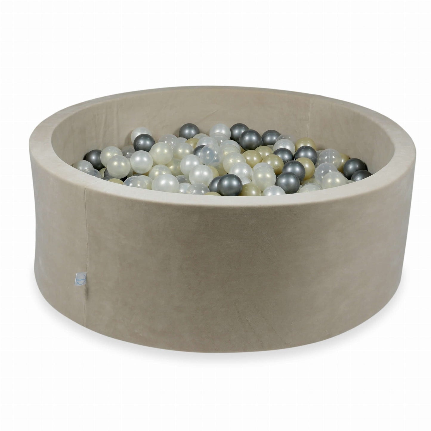 Piscine à Balles 110x40cm Velvet Soft Beige avec boules 500pcs (or clair, effet sirène, perle, transparent, argent)