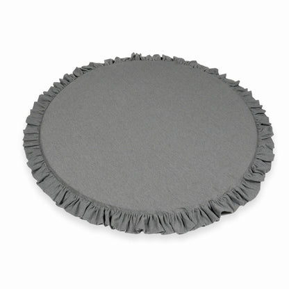 Tapis d'éveil 100cm pour enfant, rond avec volant, Gris