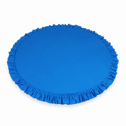 Tapis d'éveil 100cm pour enfant, rond à volant, Azur