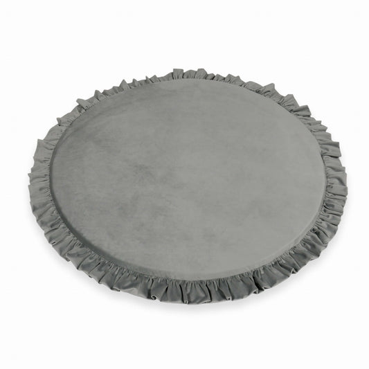 Tapis d'éveil 100 cm pour enfant, rond avec volant, Gris Velours