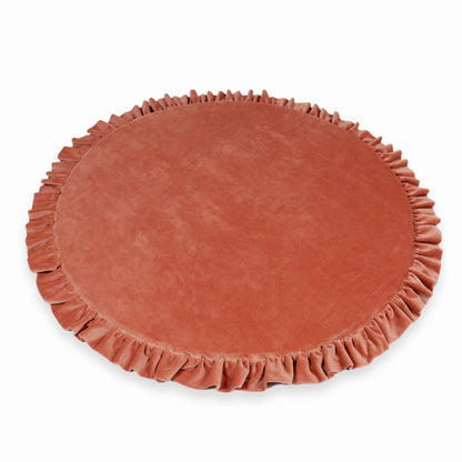 Tapis de jeu 100cm pour enfant, rond avec volant, Velvet Soft Canyon Clay