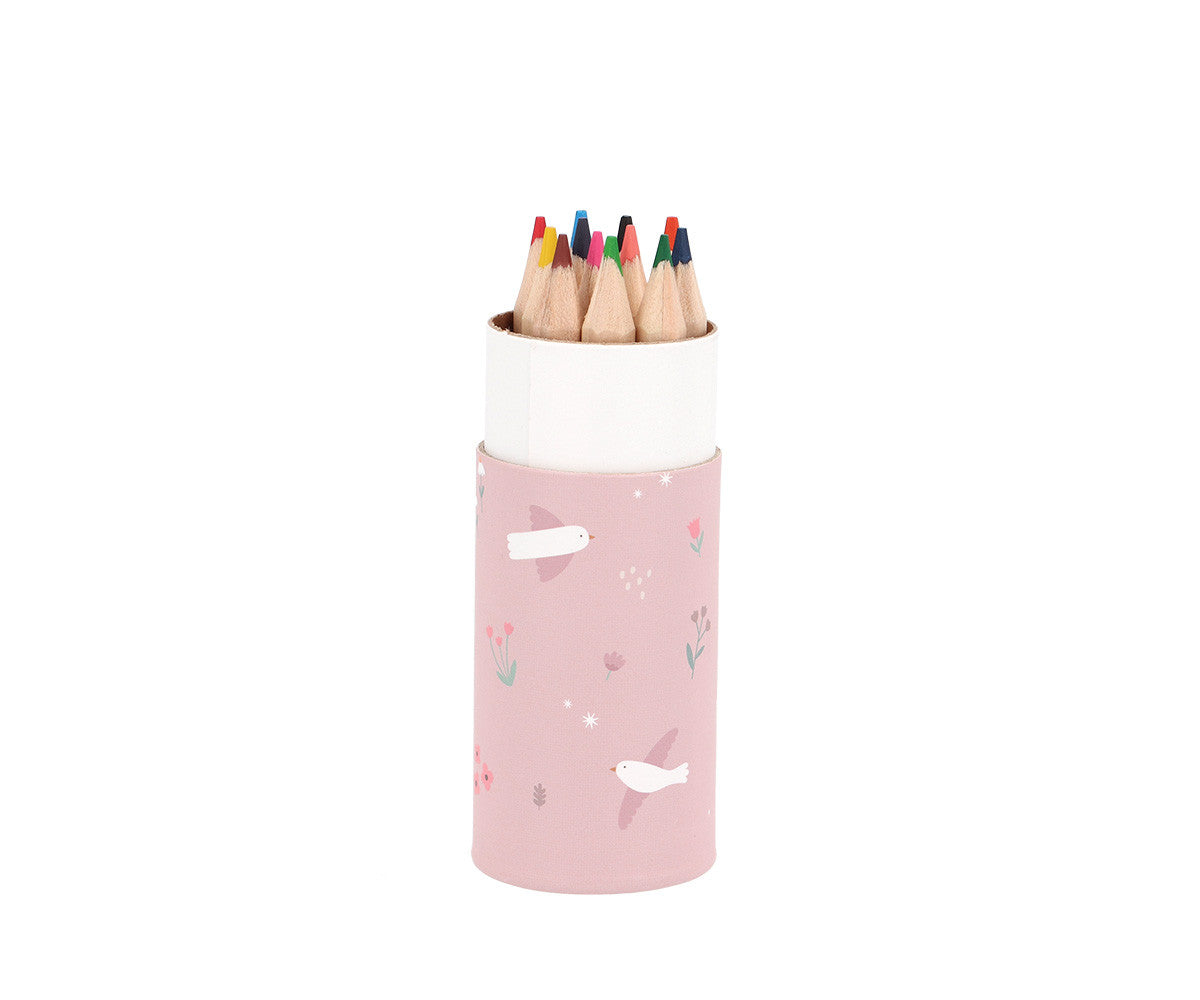 Tube de 12 Crayons de Couleur Blossom Birds