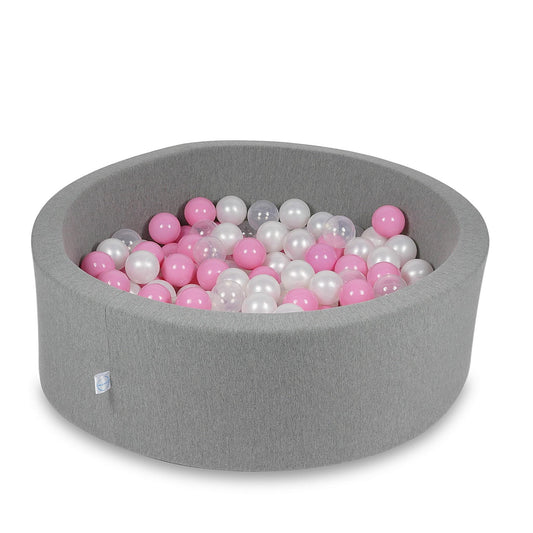 Piscine à balles 90x30cm gris avec balles 200pcs (blanc, perle, rose poudré)