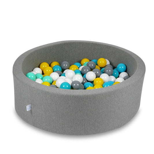 Piscine à balles 90x30cm gris avec balles 200pcs (blanc, gris, turquoise, jaune, menthe)