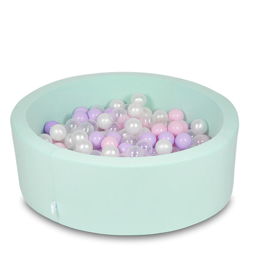 Piscine à Balles 90x30cm menthe avec boules 200pcs (rose bébé, perle, transparent, chiné)