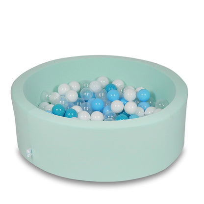 Piscine à balles 90x30cm menthe avec balles 200pcs (turquoise, blanc, transparent, bleu bébé)