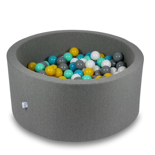 Piscine à balles 90x40cm gris avec balles 300pcs (blanc, gris, turquoise, jaune, menthe)