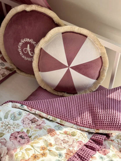 Mini coussin rond | Velours patchwork