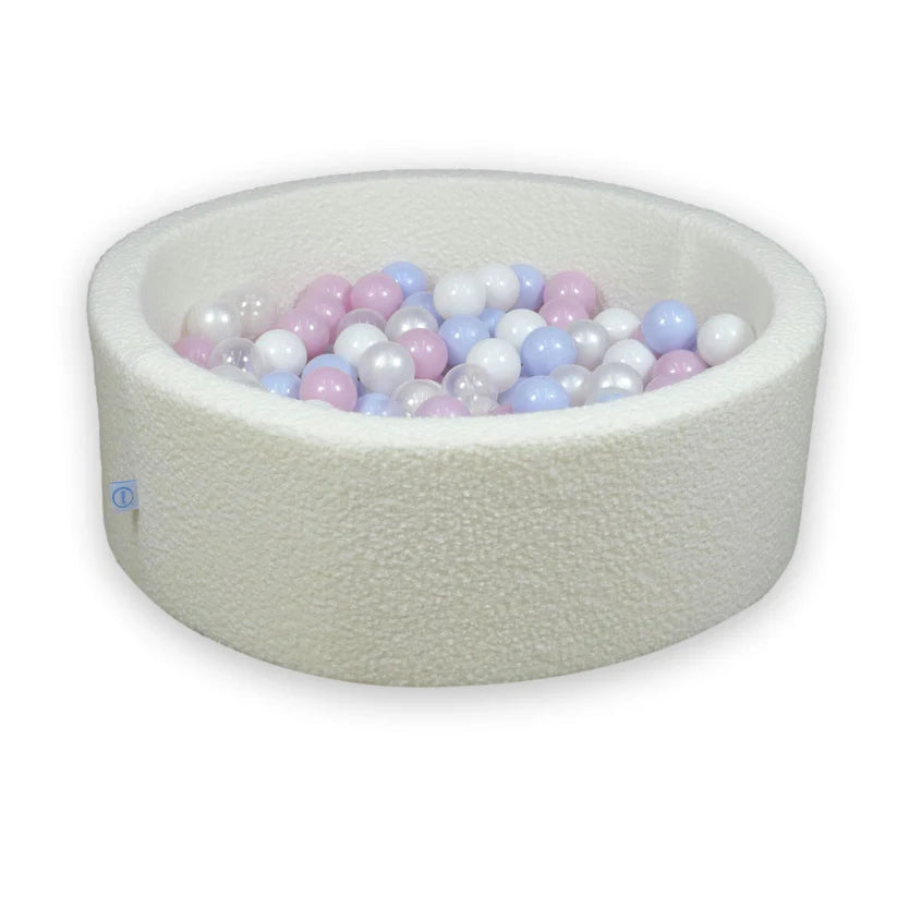 Piscine à Balles | Boucle Blanc - 90x30 +200 balles (transparent, blanc, perle, rose perlé clair, bleu perlé clair)