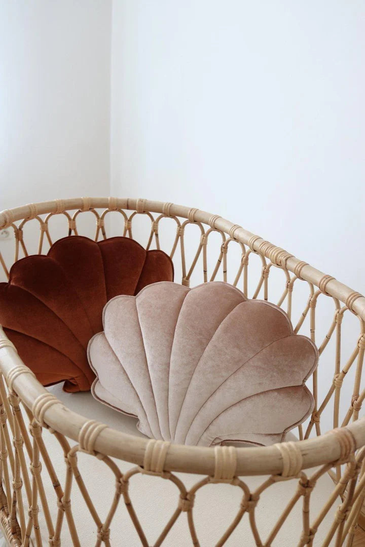 Coussin Coquillage Velours | Beige Perle